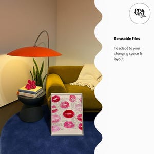 Retro Kiss Poster Vintage Love Letter Red Wall Art Pink Poster Bedroom Wall Decor Retro Lips Print Wall Art Love Poster Hand Written Note image 6