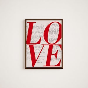 Póster de amor, impresión de pared de los 70, arte mural rojo, póster de periódico, arte de amor, impresión de pared moderna, arte psicodélico, impresión retro, arte mural psicodélico
