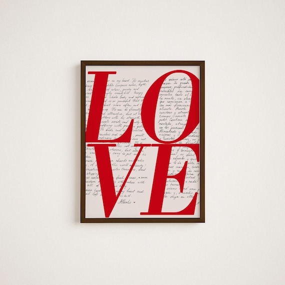 Love Poster, 70s Wall Print, Red Wall Art, Newspaper Poster, Love Art, Trendy Wall Print, Psychedelic Art, Retro Print, Trippy Wall Art