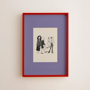 Retro Poster Fashion Illustration Print Black Bedroom Art Girl Room Decor Funky Wall Print Hand Drawn Art Hallway Decor Art for Living Room