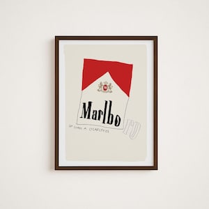 Retro barwagen kunst rode muurposter Marlboro print funky hal muur decor rode muur kunst voor slaapkamer trendy poster vintage afdrukbare kunst