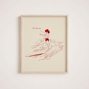 Vintage Western Wall Art Surfing Poster Vintage Cowboy Poster Girly Raum Dekor Retro Western-Druck Rotes Plakat Funky Decor Trendy Kunst-Plakat