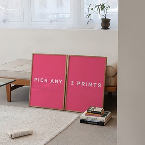 Elija cualquier 2 impresiones Conjunto personalizado de 2 impresiones para pared, cartel tipográfico, impresión de pared de los años 70, arte de pared del dormitorio, impresión de moda, decoración de la pared de la sala de estar