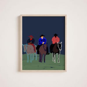 Retro western muur kunst cowboy poster vintage mode kunst esthetische kamer decor retro western print digitale download blauwe cowboy print