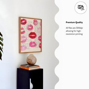 Retro Kiss Poster Vintage Love Letter Red Wall Art Pink Poster Bedroom Wall Decor Retro Lips Print Wall Art Love Poster Hand Written Note image 4