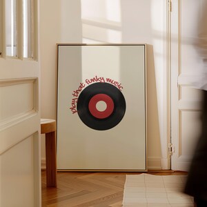 Play That Funky Music Print Retro Wall Art Kitchen Print Trendy Rred Poster Vintage Music Poster for Boy Room Decor