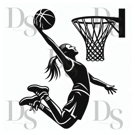 girl dunking basketball