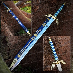 Custom Hand Forged Stainless Steel LEGEND of ZELDA Full Tang Skyward Link,s Master Sword W Scabbard - Costume Armor Best Valentine Men Gift