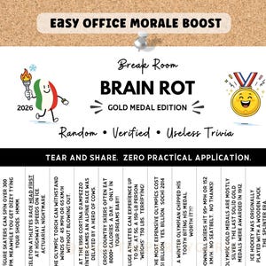 Office Printable Tear Off Sheet, Winter Games Trivia, Funny Office Cubical Decor, Morale Booster, Co-worker Gift (Digital Download)
