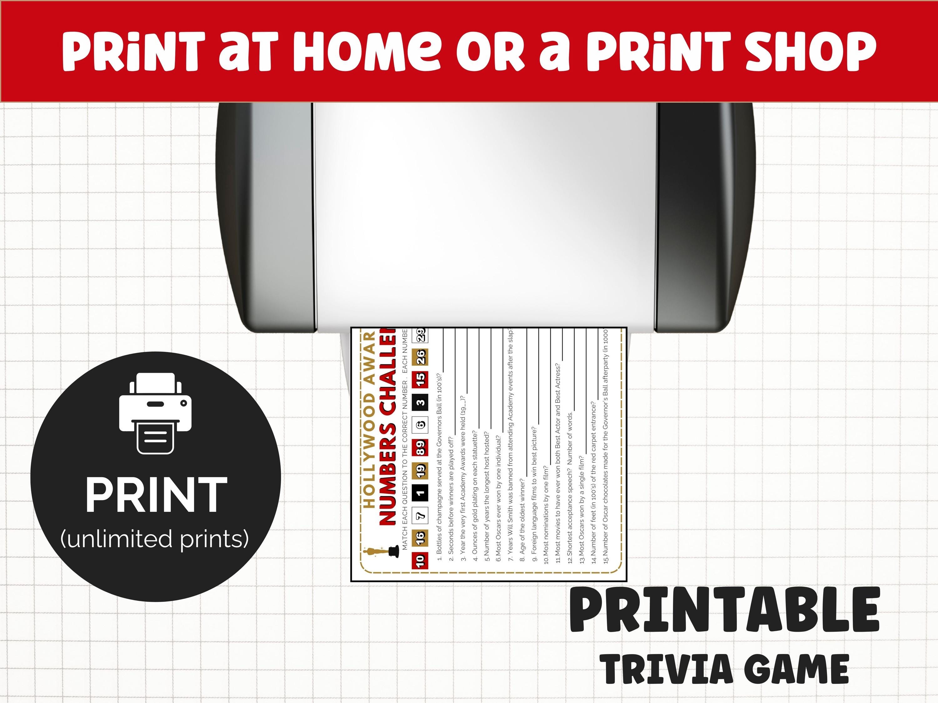 Hollywood Awards Numbers Game, Movie Night Trivia Printable, Red Carpet ...
