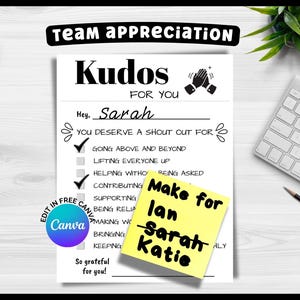 Printable Employee and Colleague Appreciation Cards, Staff Recognition Template, Office Morale Booster, Editable Instant Download