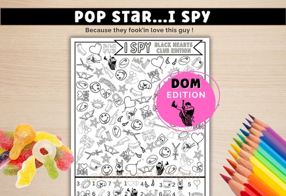 YB Black Hearts Club I Spy Coloring Page for Little Fans, Pop Star Activity (Digital Download)