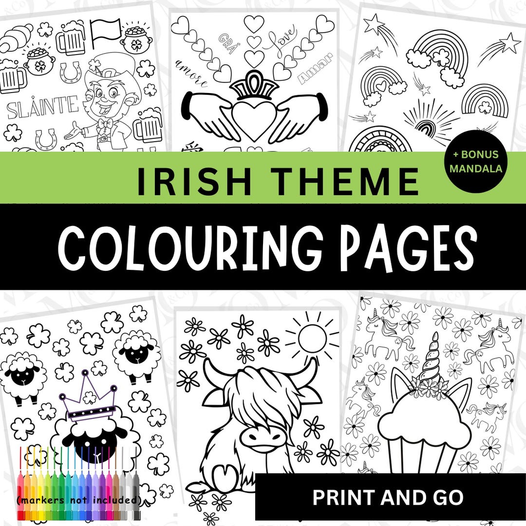 IRISH Themed Colouring Pages PLUS a Mandala for Care Giver. Fun ...