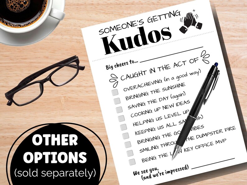 Kudos Notes Employee Kudos and Staff Shout Out Tear and Share Office Printable ...