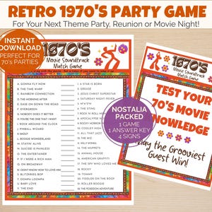 1970s Movie Soundtrack Trivia Game: Retro Party, High School Reunions, Seniors Center Fun, Movie Night Challenge