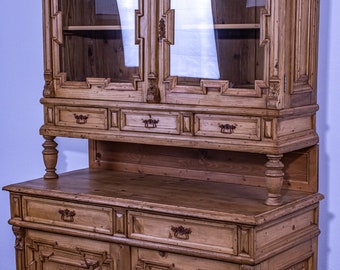 Waxed Antique Pine Kitchen Dresser