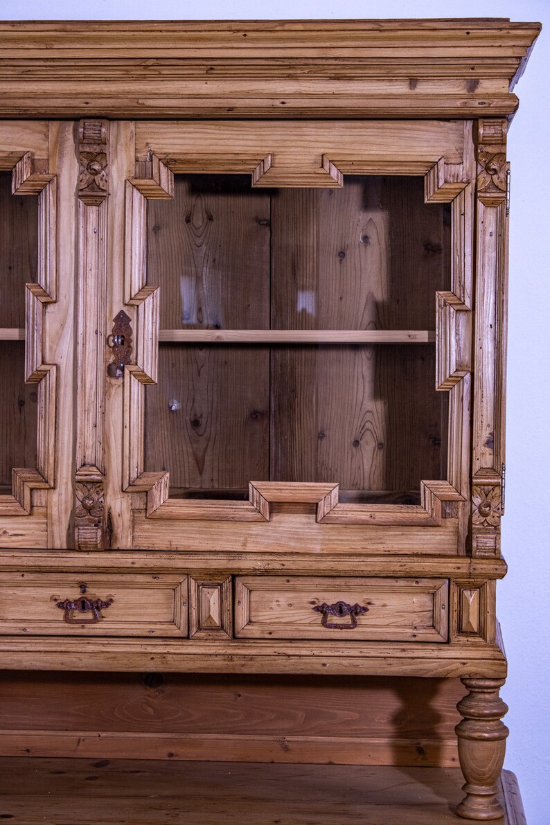 Waxed Antique Pine Kitchen Dresser zdjęcie 3