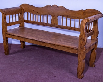 Waxed Antique Pine Bench