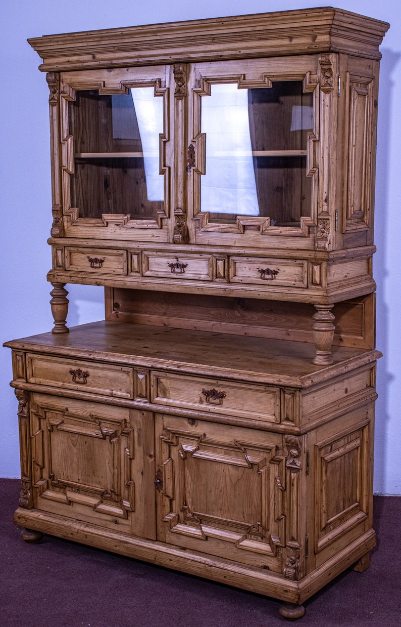 Waxed Antique Pine Kitchen Dresser zdjęcie 1