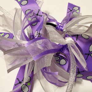 Tennis Themed Ribbon Hair Accessory/ Scrunchie. Perfect Gift for Female Tennis Player or for Fans of Tennis.