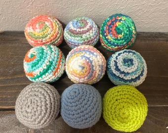 Hacky sacks - handmade crochet cotton yarn