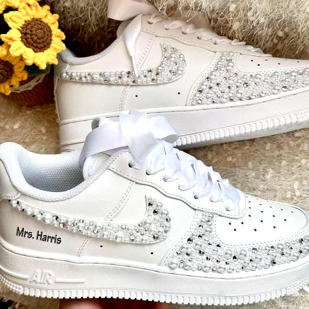 Personalized Rhinestone Pearl Wedding Shoes / Custom Wedding Bride ...