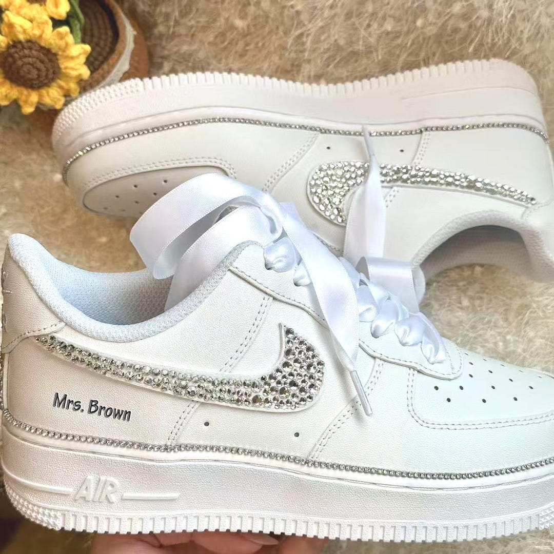 Custom Name Rhinestones Wedding Bride Sneakers/personalized Rhinestones ...