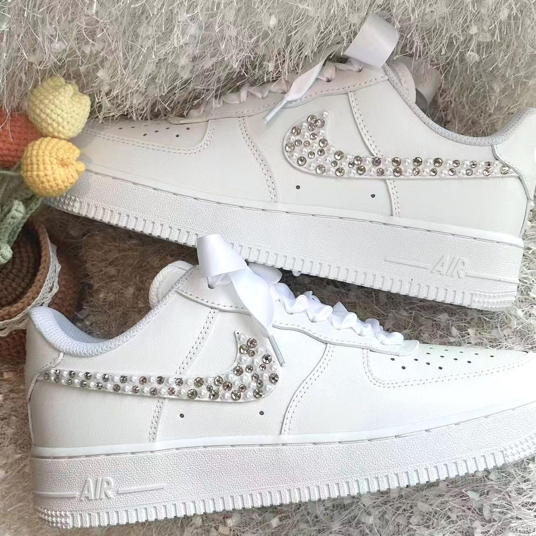 Custom Wedding Bride Sneakers / Personalized Rhinestone Pearl Wedding ...