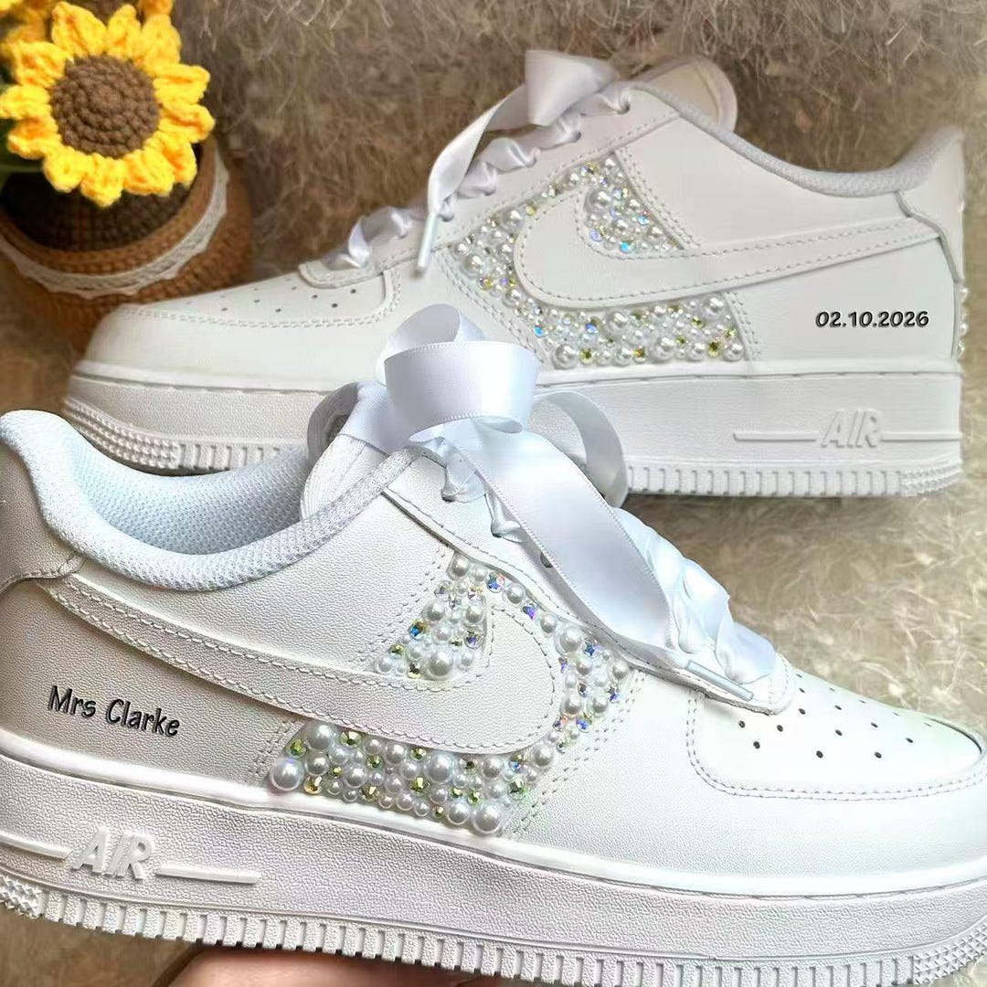 Custom Wedding Bride Sneakers / Personalized Rhinestone Pearl Wedding ...