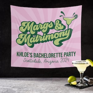 Personalized Margs and Matrimony Bachelorette Party Banner | Margarita Photo Backdrop | Custom Margs & Matrimony Co-Ed Wedding Shower Theme