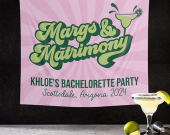 Personalized Margs and Matrimony Bachelorette Party Banner | Margarita Photo Backdrop | Custom Margs & Matrimony Co-Ed Wedding Shower Theme