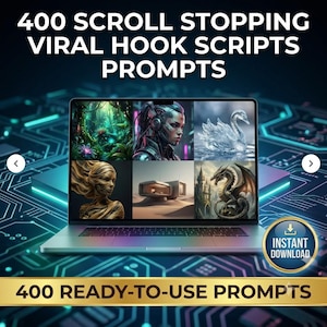400 Scroll Stopping Viral Hook Scripts prompts | Digital Download pdf