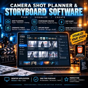 Camera Shot Planner & Storyboard Software | Interactive Cinematic Video Desktop HTML Application