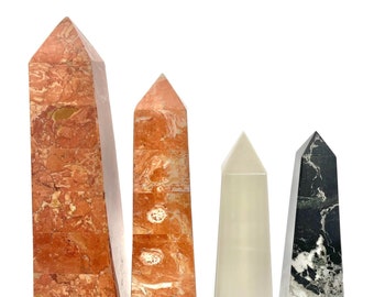 1980s Decorative Marble, Porcelain Obelisks- Set of 4