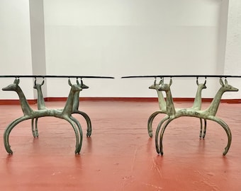 Pair of Cast Bronze Deer Form Table Bases After French Designer Armand-Albert Rateau