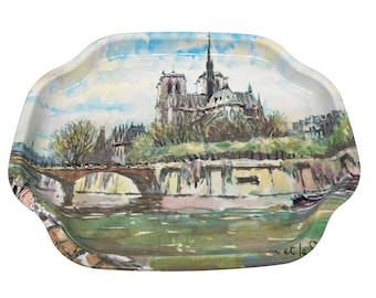 Vintage Metal Tip Tray, Paris Notre Dame, Made in England