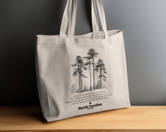 North Carolina Long Leaf Pine Cotton Canvas Tote Bag
