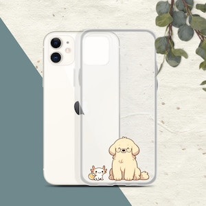 Kawaii klar Fall für Iphone Baby Axolotl und Golden Retriever für iPhone 15 14 13 12 11 X XS XR 7 8 Minimalist Animal Art