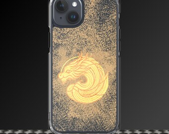 Dragon Sand Storm Clear Case for iPhone 15 14 13 12 11 X XS XR 7 8 SE 2022 Minimalist Animal Art