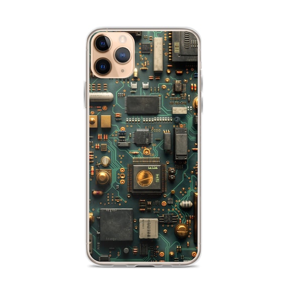 Techy Aesthetic Phone Case - iPhone Circuit Board Pattern