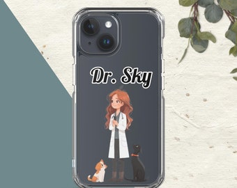 Personalized Clear Phone Case iPhone 15 14 13 12 11 X XS XR 7 8 2022 Veterinarian Love DVM