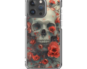 Floral Skull iPhone Case: Clear Blooming Skull Design