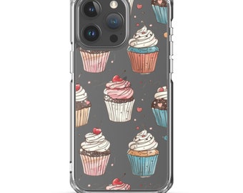 Whimsical Cupcake Aesthetic Clear iPhone Case, Stylish Scratch-Resistant Cover, Perfect Gift for Foodies and Bakers