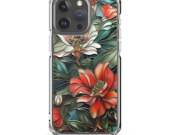 Floral Stained Glass Clear Case für iPhone 15 14 13 12 11 X XS XR 7 8 2022