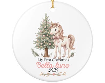 My First Christmas Unicorn Ornament | Personalized Baby Name 2026