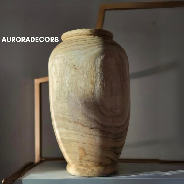 Large Wood Vase, Unique Flower vase, Elegant Wooden Vase. Charming Gift for Home Decor Enthusiasts, Wooden Vase, Flower Vase