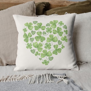 St. Patrick's Day Pillow Cover, St Patricks Day Throw Pillow, Shamrock Pillow Cover, Neutral Tone St. Patrick's Day Pillow Cover, Home Decor