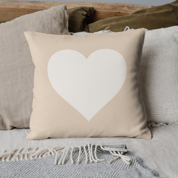 Valentines Day Pillow Cover, Valentines Day Pillow, Heart Pillow Cover, Valentines Day Decor, Neutral Tone Valentines Pillow Cover