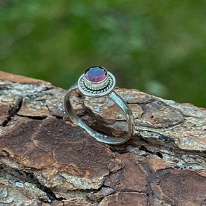 Red Garnet Ring in 925 Sterling Silver, January Birthstone, Vintage Boho Style