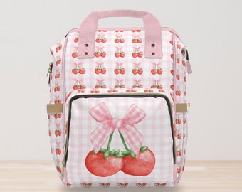 Bolsa de pañales multiusos Regalo de mano para baby shower Coqueta Bolsa de pañales Mochila Rosa Gingham Bolsa de pañales Regalo para nueva mamá Regalo Bolsa de pañales para bebés